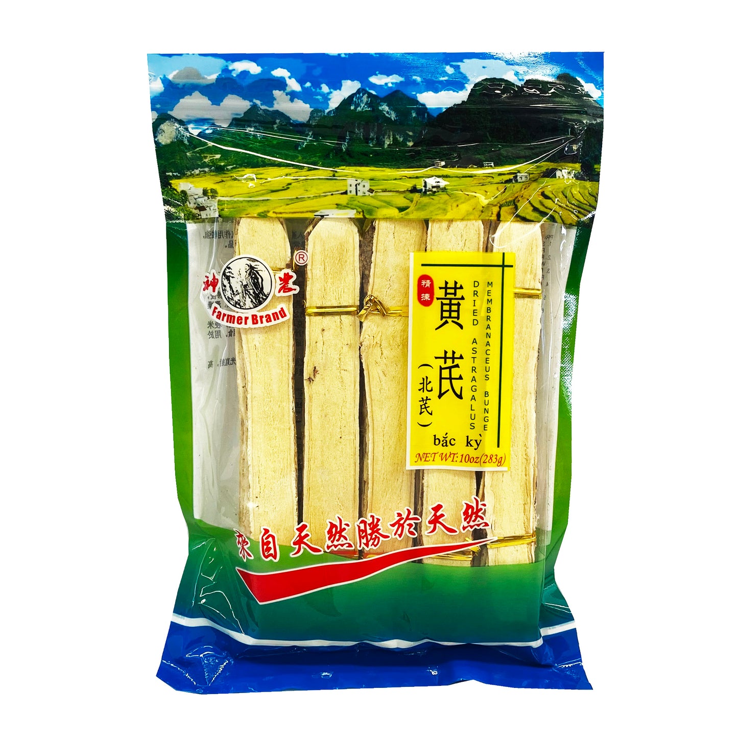 Front graphic image of Farmer Brand Dried Astragalus 10oz (283g) - 神农 精拣黄芪 10oz (283g)