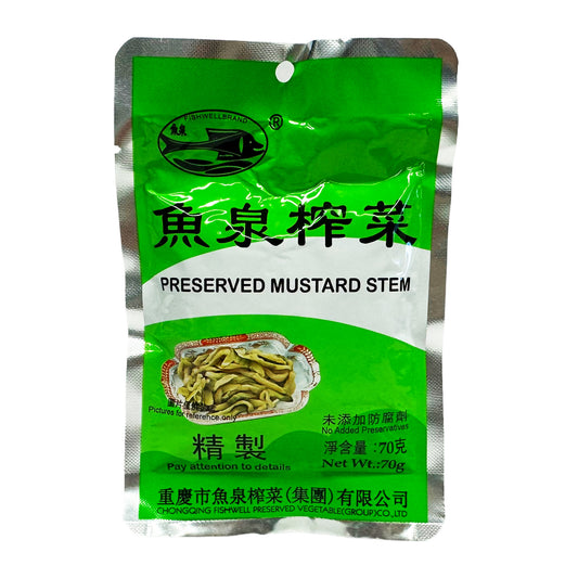 Front graphic image of Fish Well Preserved Mustard Stem 2.46oz (70g)