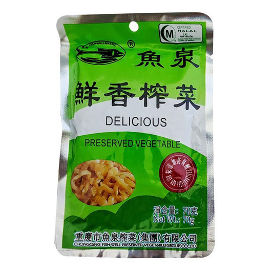 Front graphic image of Fish Well Preserved Vegetable - (Zha Cai) Pickled Mustard 2.4oz
