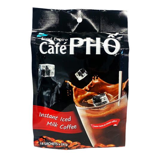 Front graphic view of Food Empire Cafe Pho Instant Iced Milk Coffee 15.23oz (432g)