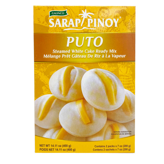 Front graphic image of Galinco Sarap Pinoy Steamed White Cake Ready Mix - Puto 14.11oz