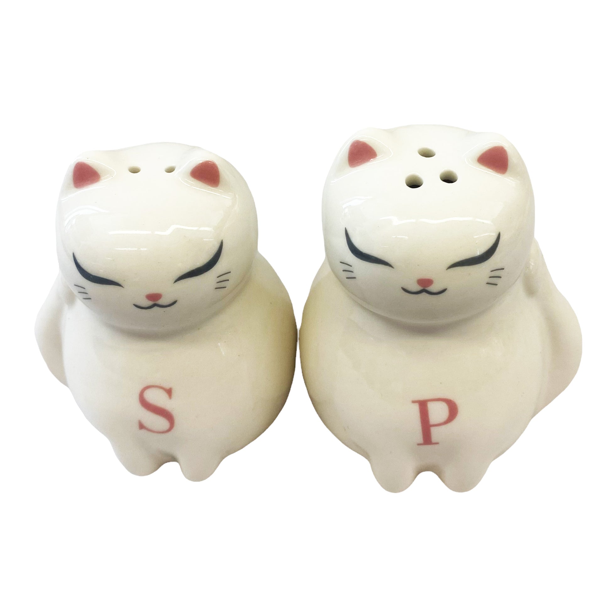 Top graphic view of Genki Cats Salt and Pepper Shaker - White 3 inches 