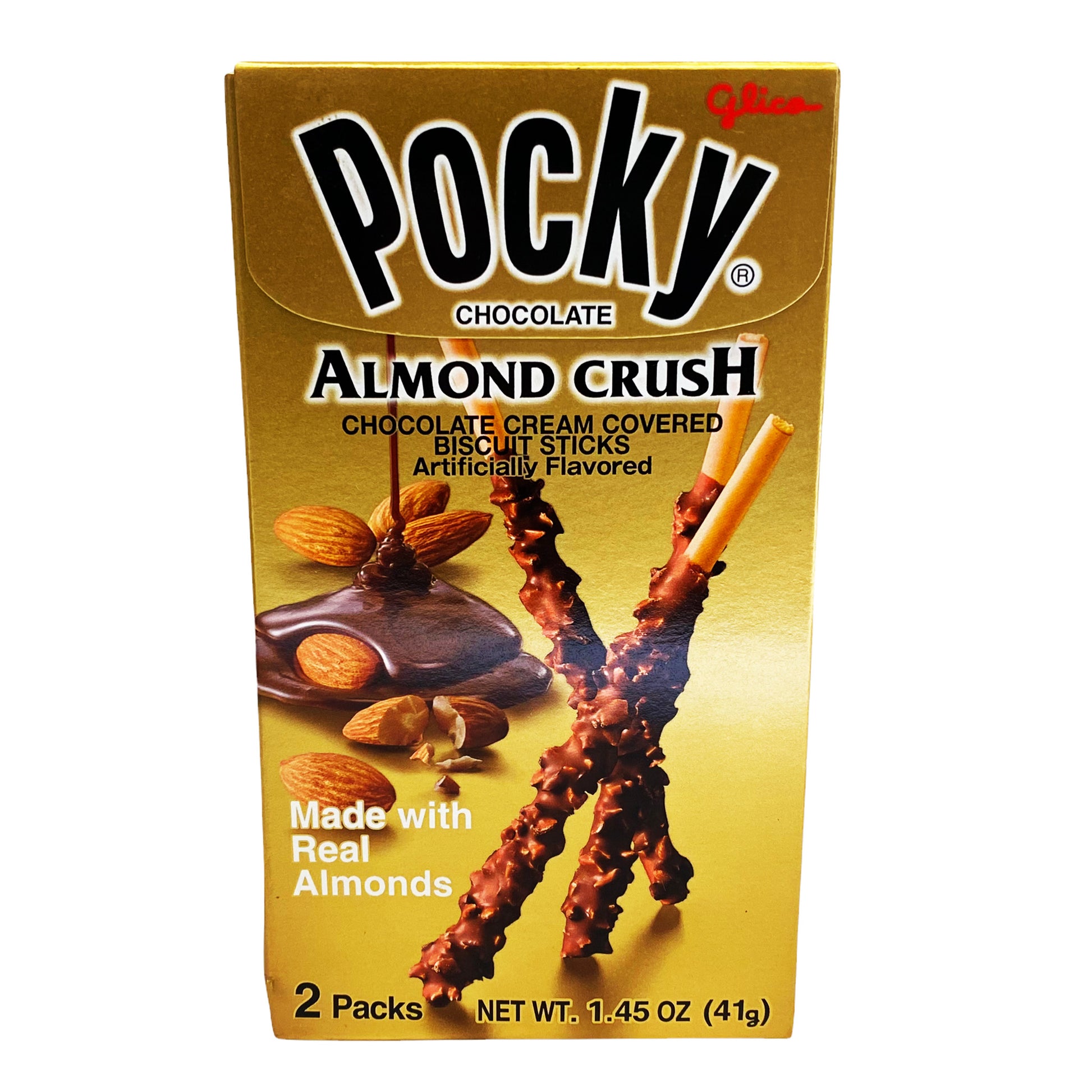 Front graphic image of Glico Pocky Sticks - Chocolate Almond Crush 1.45oz (41g)