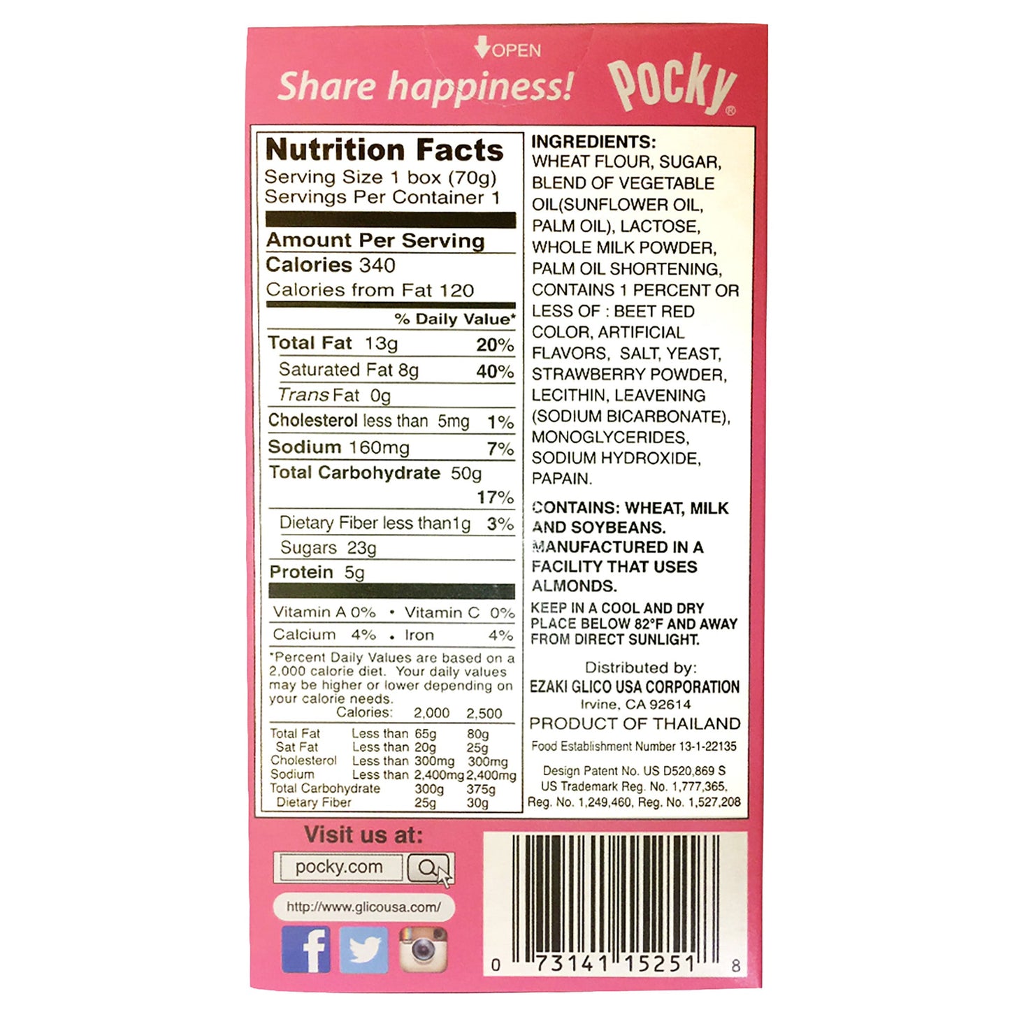 Back graphic image of Glico Pocky Sticks - Strawberry Cream 2.47oz