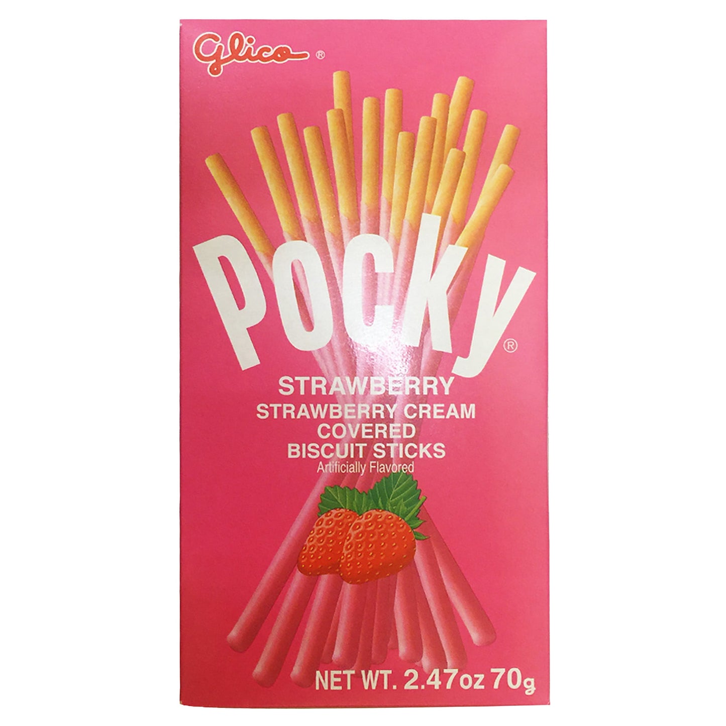 Front graphic image of Glico Pocky Sticks - Strawberry Cream 2.47oz