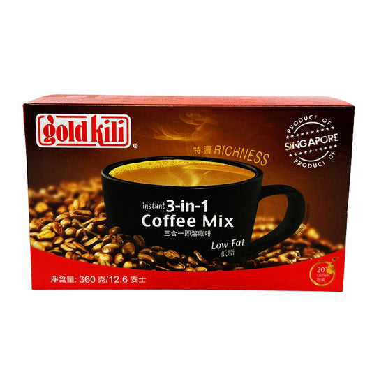 Front graphic image of Gold Kili 3 in 1 Coffee Mix 12.6oz