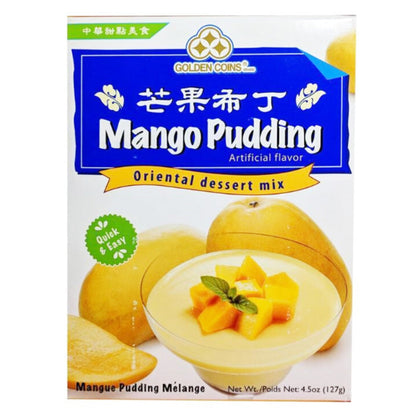 Front graphic image of Golden Coins Mango Pudding Mix 4.5oz
