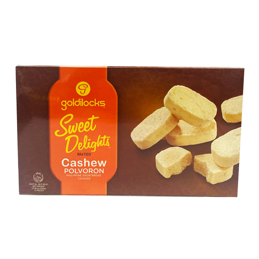 Front graphic image of Goldilocks Sweet Delights Polvoron Cashew 10.6oz