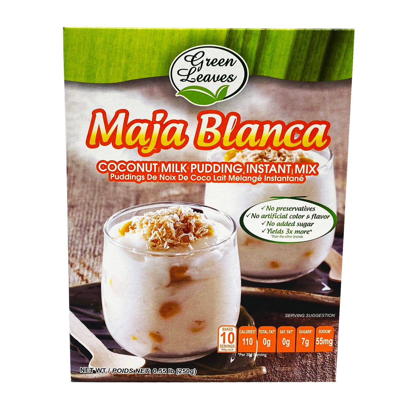 Front graphic image of Green Leaves Coconut Milk Pudding Instant Mix - Maja Blanca 8.81oz