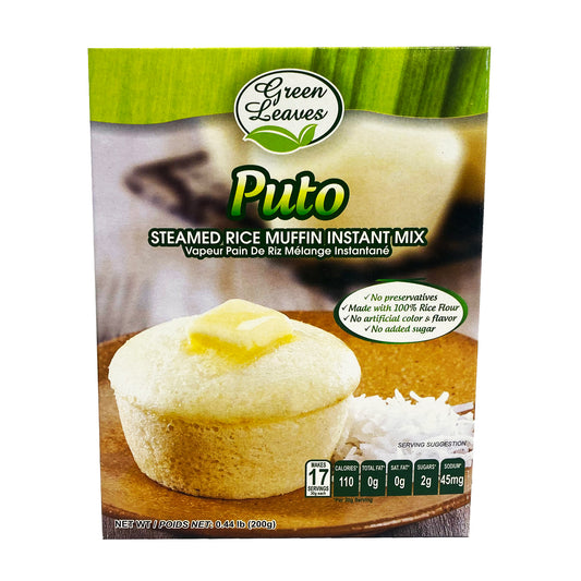 Front graphic image of Green Leaves Steamed Rice Muffin Instant Mix - Puto 7.05oz (200g)