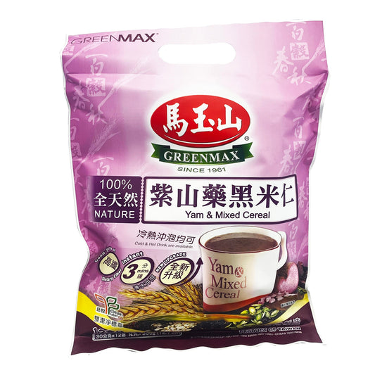 Front graphic image of Greenmax Yam & Mixed Cereal 17.4oz - 马玉山 紫山药黑米仁 17.4oz