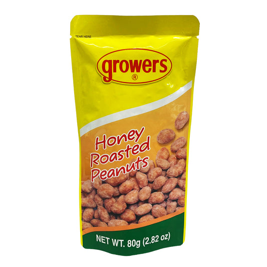 Front graphic view of Growers Honey Roasted Peanuts 2.82oz (80g)