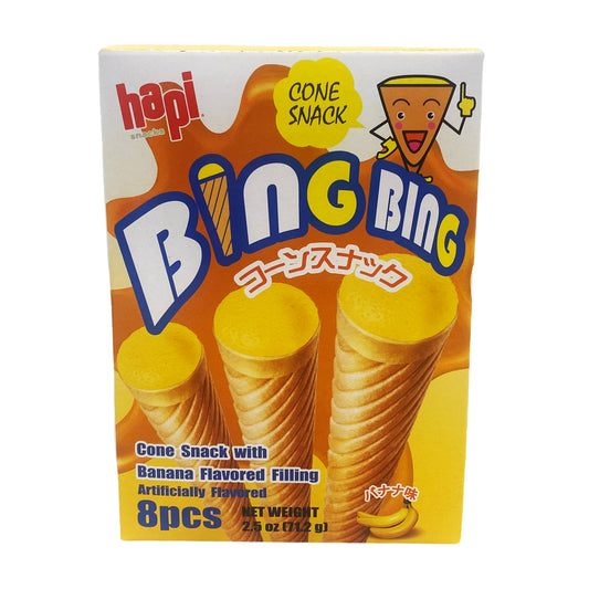 Front graphic image of Hapi Bing Bing Ice Cream Cone Snack - Banana Flavor 2.5oz (71.2g)