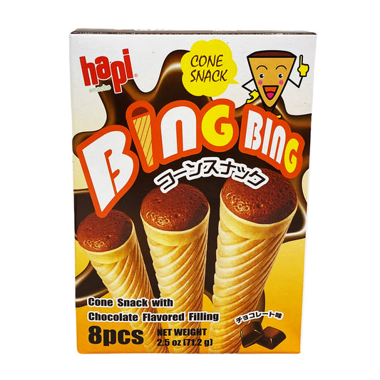 Front graphic view of Hapi Bing Bing Ice Cream Cone Snack - Chocolate Flavor 2.5oz