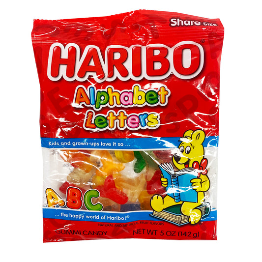 Front graphic image of Haribo Alphabet Letters Gummi Candy 5oz