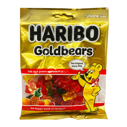 Front graphic image of Haribo Gold Bears Gummi Candy 5oz