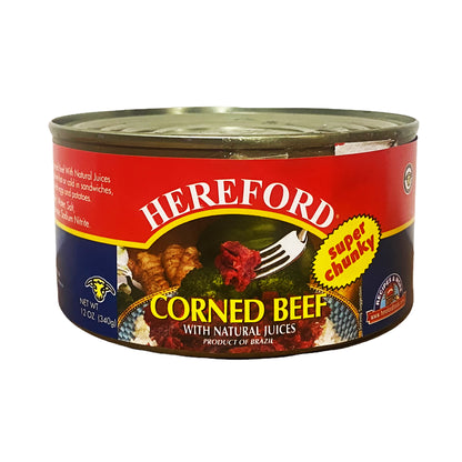 Front graphic image of Hereford Corned Beef 12oz (340g)