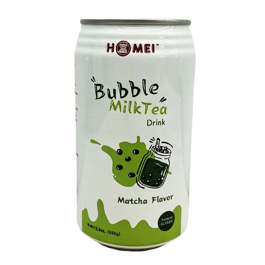 Front graphic image of Homei Matcha Bubble Milk Tea Drink 12.3oz (350g) - 富牌 抹茶珍珠奶茶 12.3oz (350g)