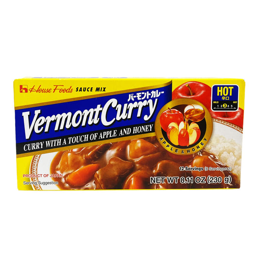 Front graphic image of House Foods Vermont Curry Sauce - Hot Flavor 8.11oz