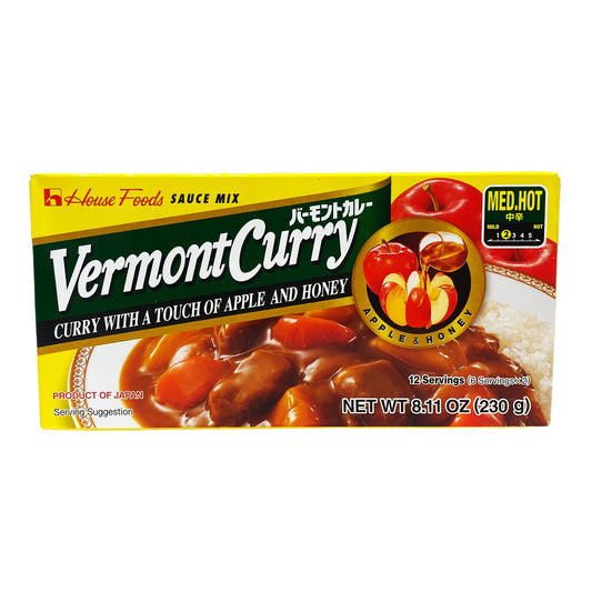 Front graphic image of House Foods Vermont Curry Sauce - Medium Hot Flavor 8.11oz