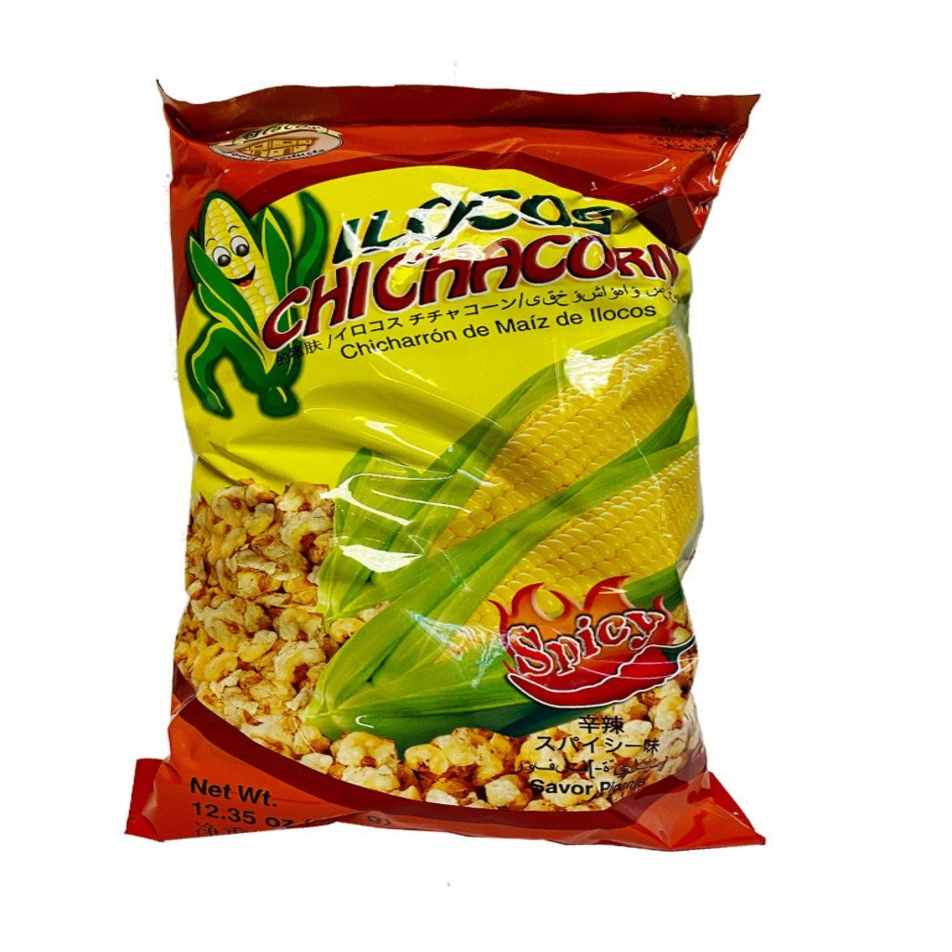 Front graphic image of Ilocos Chichacorn Spicy 12.35oz