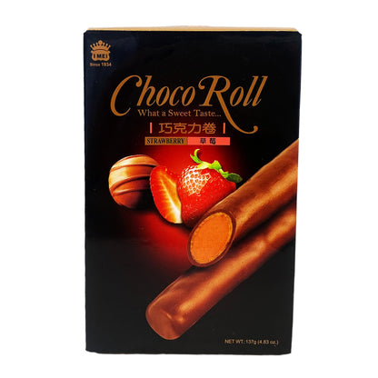 Front graphic image of Imei Choco Roll - Strawberry Flavor 4.83oz - 义美 巧克力卷 - 草莓 4.83oz
