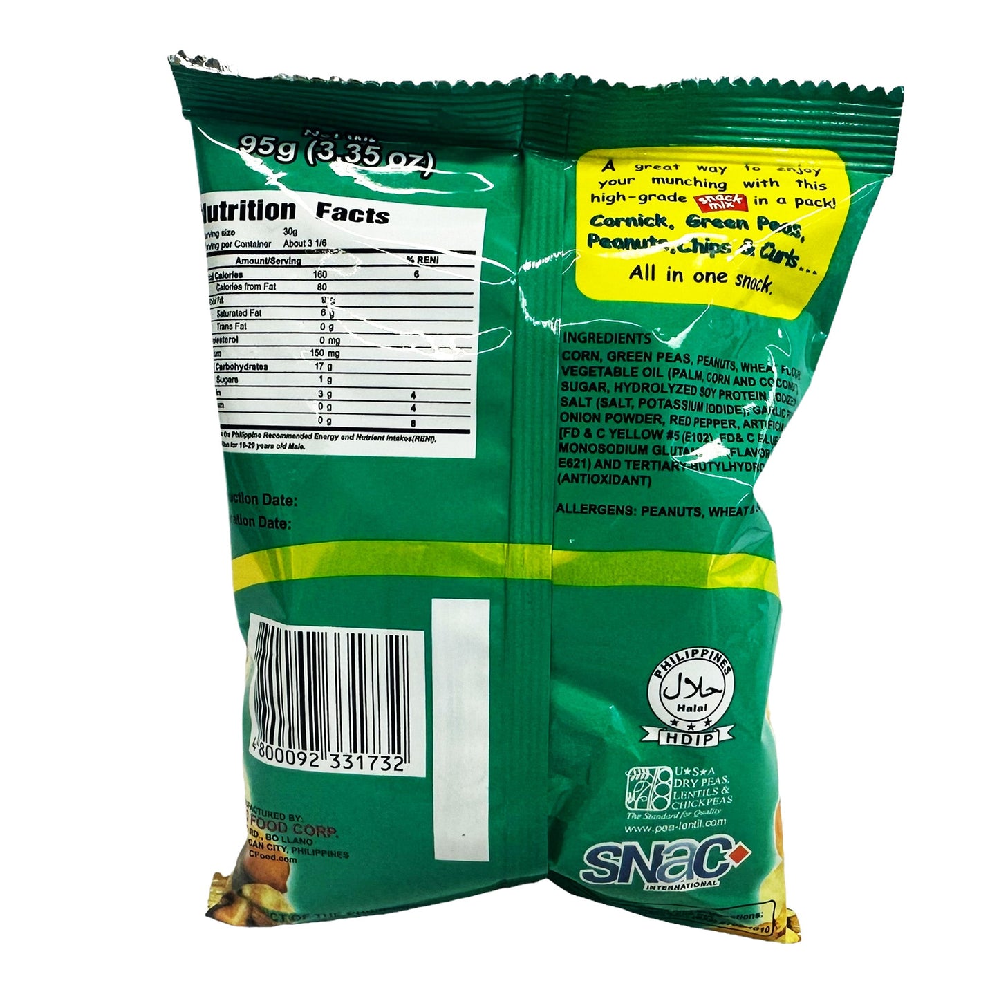 Back graphic image of JBC Ding Dong Snack Mix with Chips and Curls 3.53oz