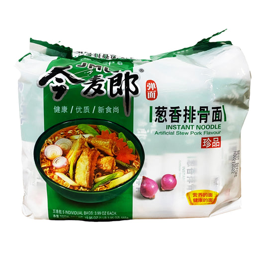 Front graphic image of JML Instant Noodle - Stew Pork Flavor 19.95oz (565g) - 今麦郎 葱香排骨面 19.95oz (565g)