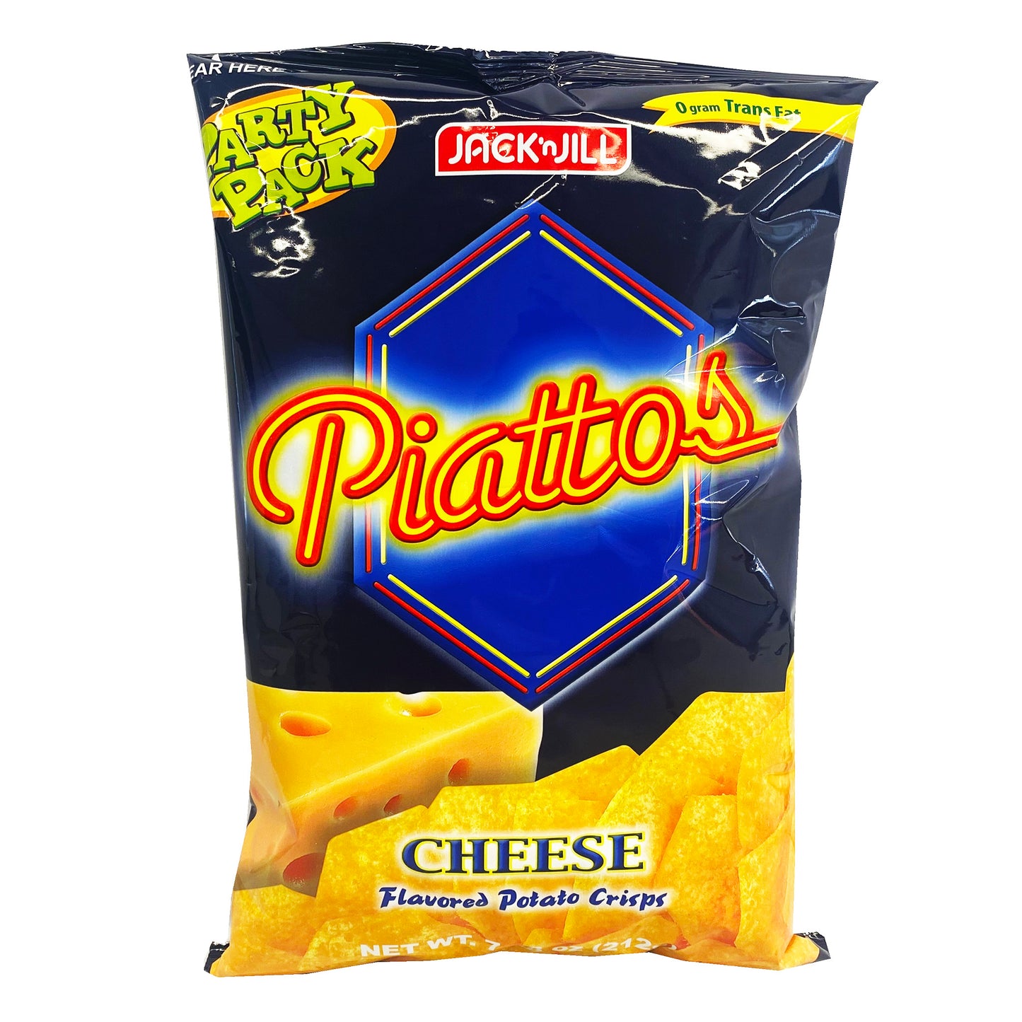 Front graphic image of Jack n' Jill Piattos Chips Cheese Party Pack 7.48oz