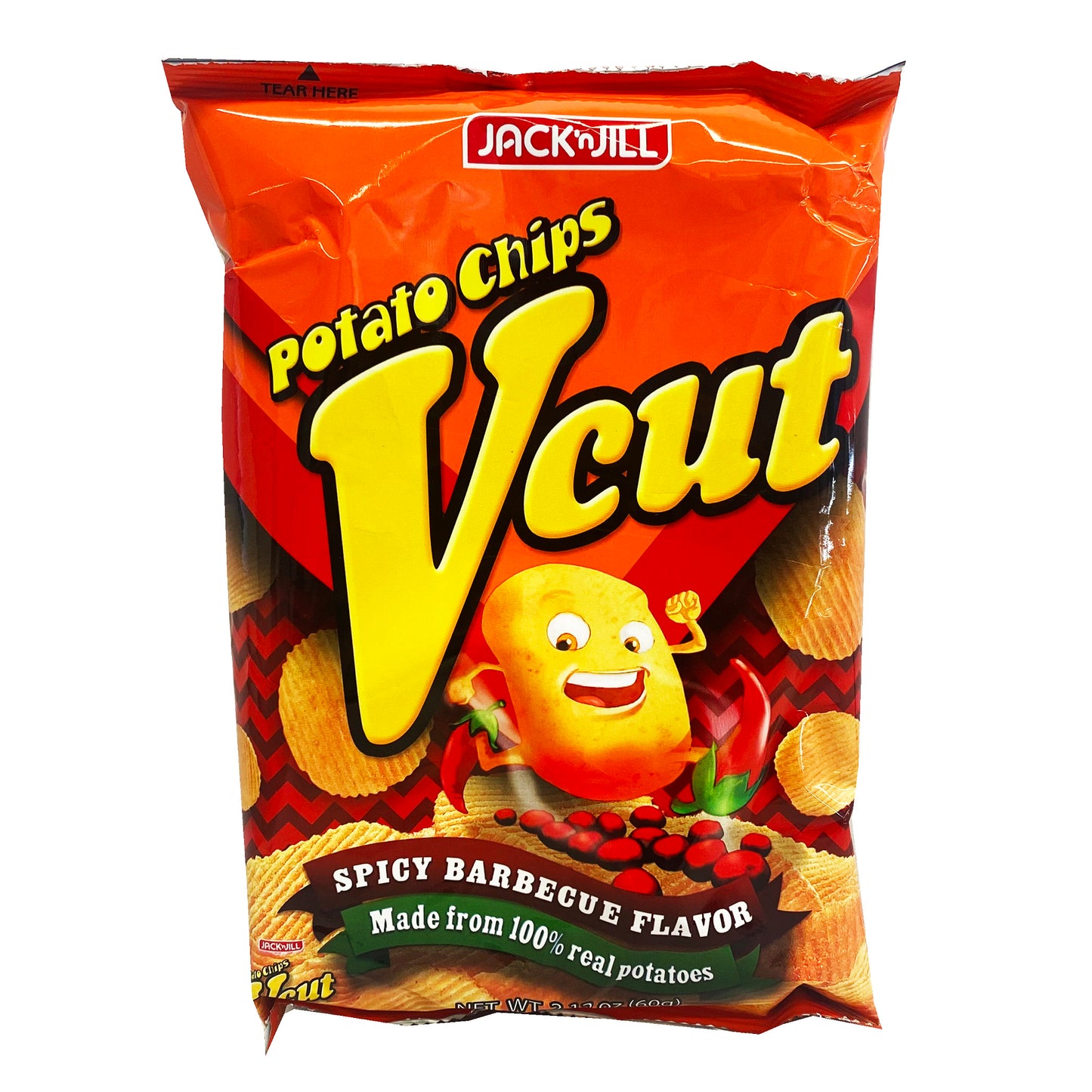 Front graphic image of Jack n' Jill Vcut Potato Chips - Spicy Barbecue 2.12oz