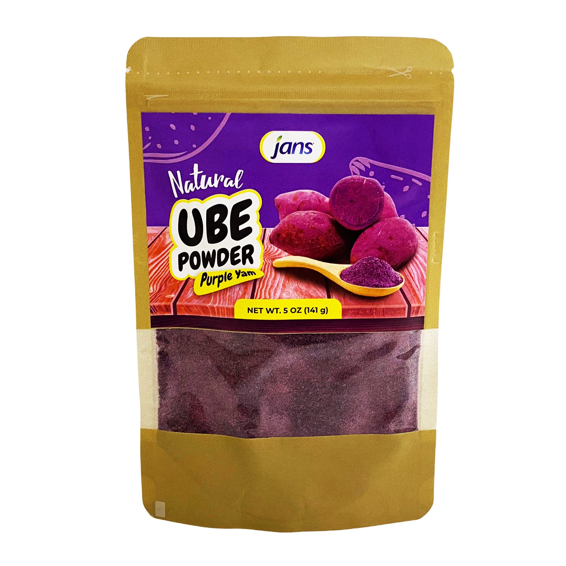 Front graphic image of Jans Natural Ube Powder - Purple Yam 5oz (141g)