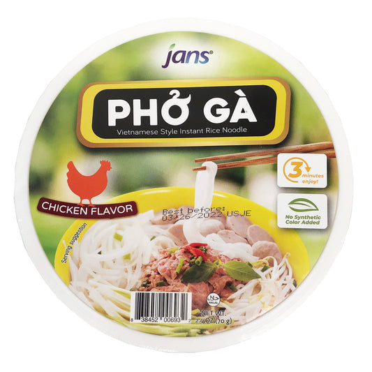 Front graphic image of Jans Pho Ga Vietnamese Style Instant Rice Noodle Chicken Flavor 2.4oz