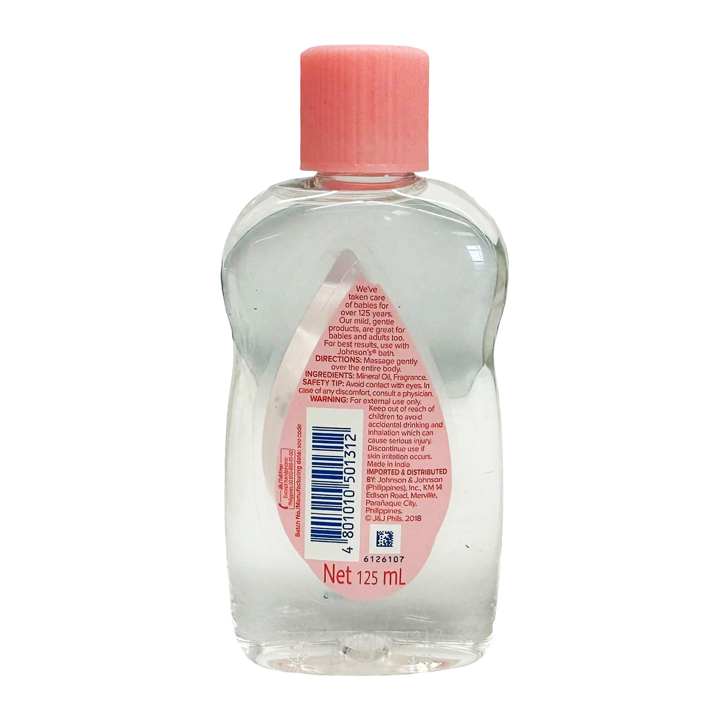 Back graphic image of Johnson's Baby Oil 4.22oz (125ml)