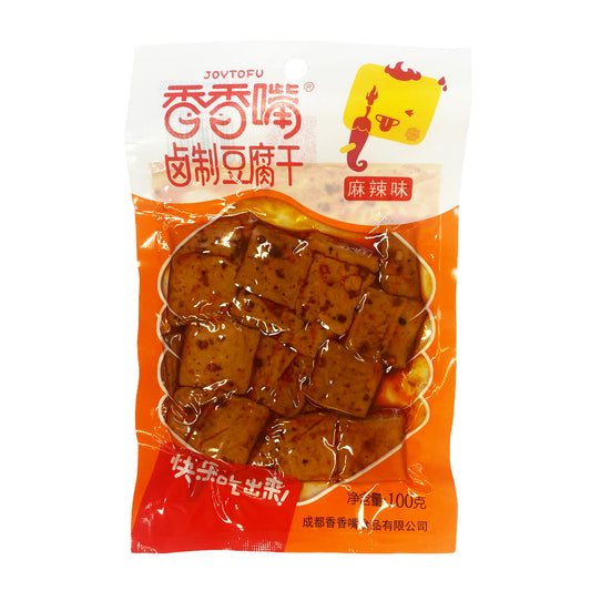Front graphic image of Joytofu Dried Bean Cube Snack - Spicy Flavor 3.53oz (100g) - 香香嘴 卤制豆腐干 - 麻辣味 3.53oz (100g)