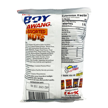 Back graphic image of KSK Boy Bawang Assorted Nuts with Garlic Chips 2.99oz (85g)