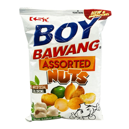 Front graphic image of KSK Boy Bawang Assorted Nuts with Garlic Chips 2.99oz (85g)