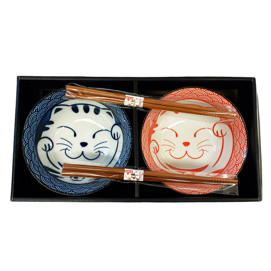 Front graphic image of Kafuh Japan 2 Pcs Bowl Set with Chopsticks Front