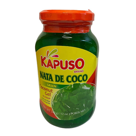 Front graphic image of Kapuso Coconut Gel In Syrup - Nata De Coco Green 12oz