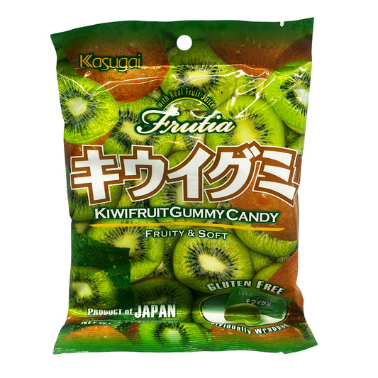 Front graphic image of Kasugai Gummy Candy Kiwifruit Flavor 3.77oz