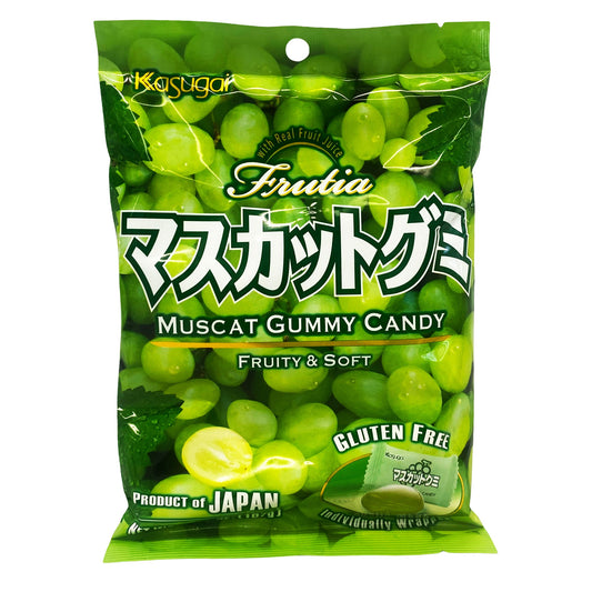 Front graphic image of Kasugai Gummy Candy Muscat Flavor 3.77oz