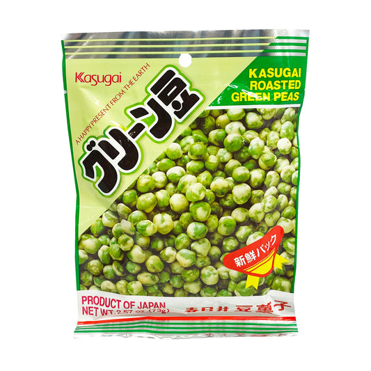 Front graphic image of Kasugai Roasted Green Peas 2.57oz