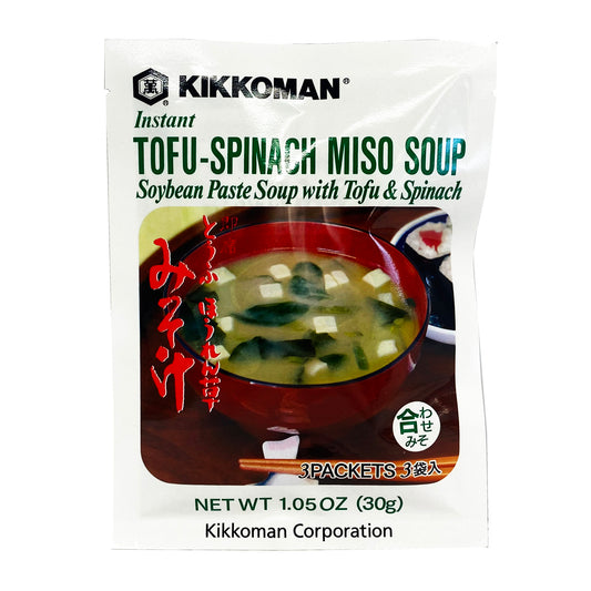 Front graphic image of Kikkoman Instant Tofu-Spinach Miso Soup 1.05oz (30g)