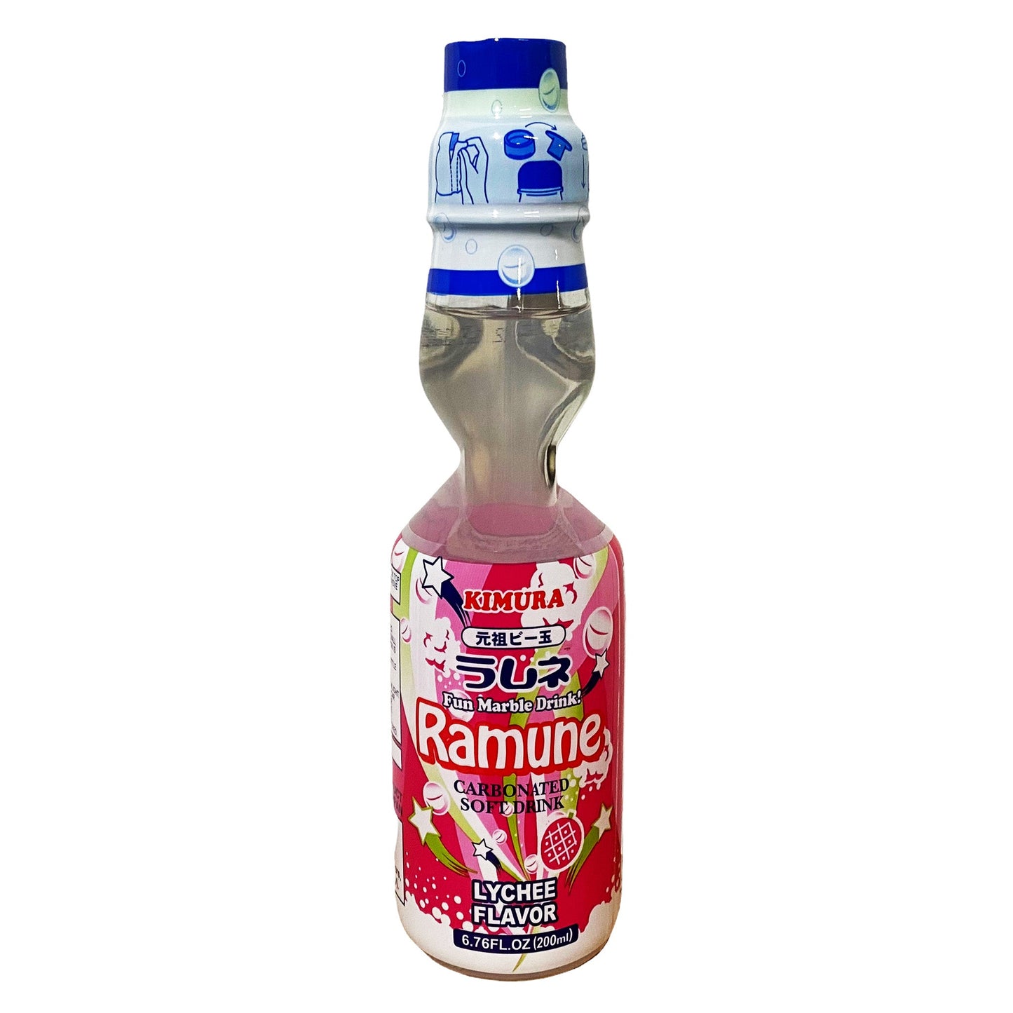Front graphic image of Kimura Ramune - Lychee Flavor 6.76oz