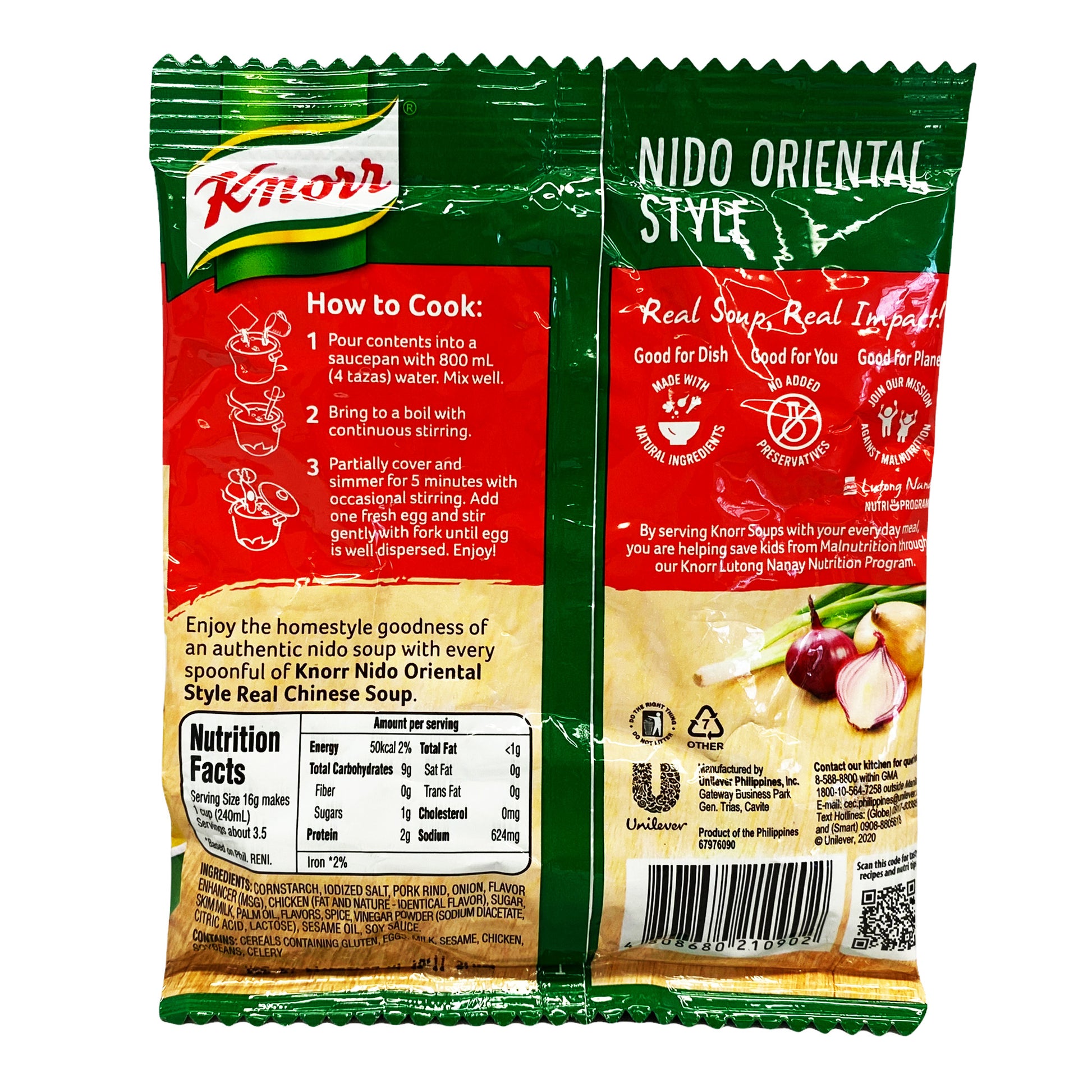 Back graphic image of Knorr Real Chinese Soup - Nido Oriental Style 1.94oz (55g)