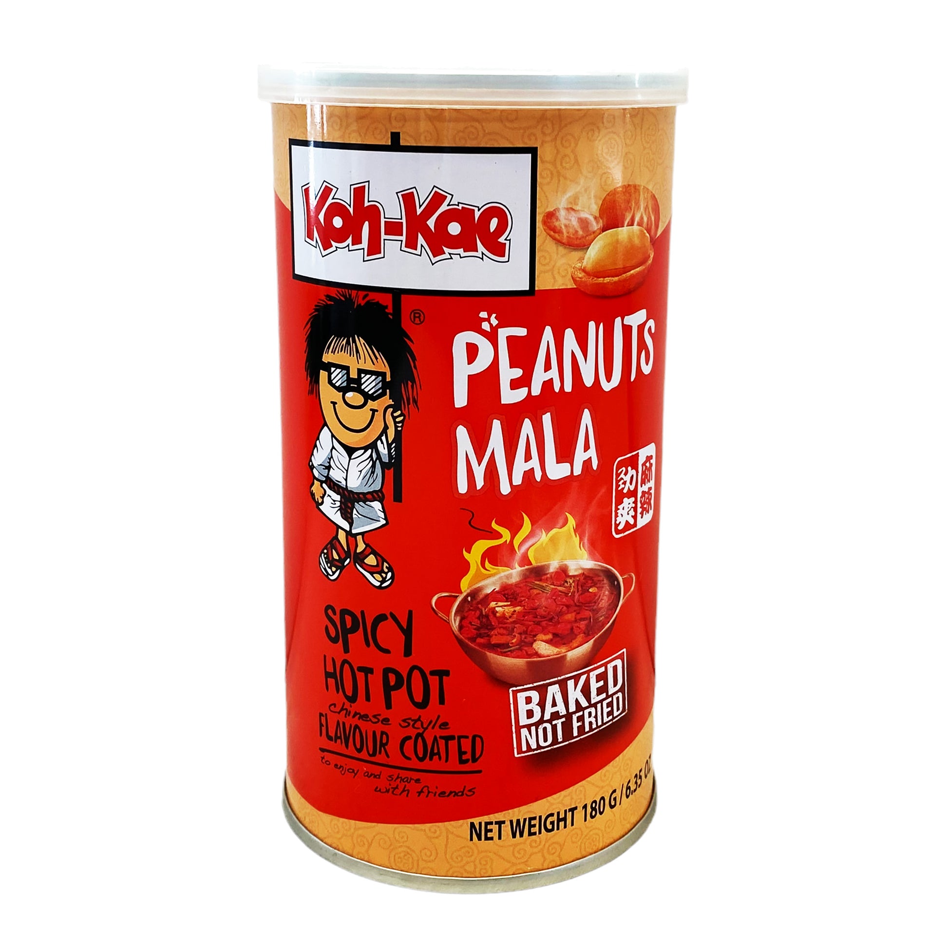 Front graphic image of Koh-Kae Mala Spicy Hot Pot Flavor Coated Peanuts 6.35oz (180g)