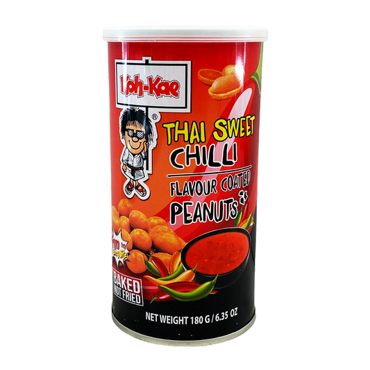 Front graphic image of Koh-Kae Thai Sweet Chili Flavor Coated Peanuts 6.35oz (180g)