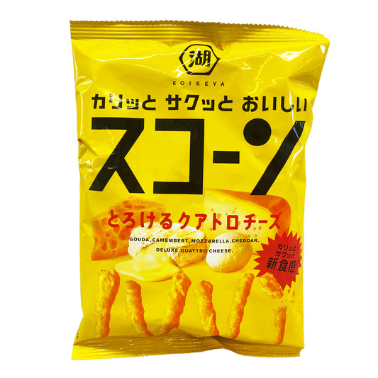 Front graphic image of Koikeya Corn Puff - Quattro Cheese Flavor 2.75oz (78g)
