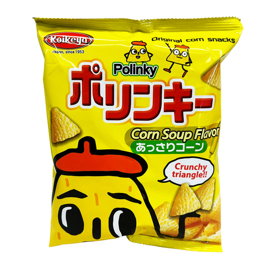 Front graphic image of Koikeya Polinky Corn Snack - Corn Soup Flavor 1.6oz (45g)
