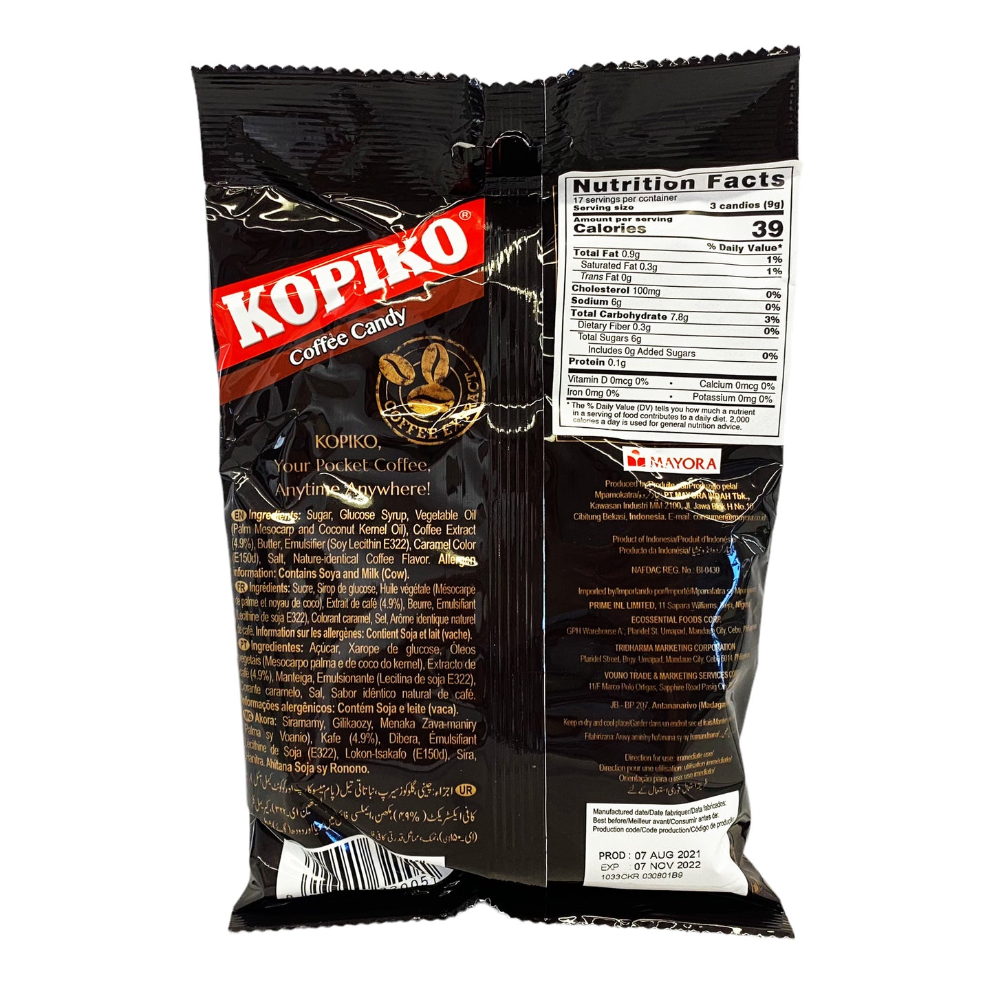 Back graphic image of Back graphic image of Kopiko Coffee Candy 4.23oz