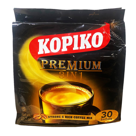 Front graphic image of Kopiko Premium 3 In 1 Coffee Mix 21.2oz